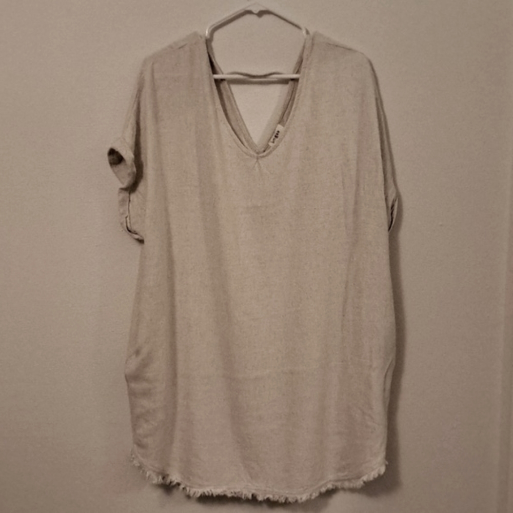 Umgee Oatmeal linen blend dress